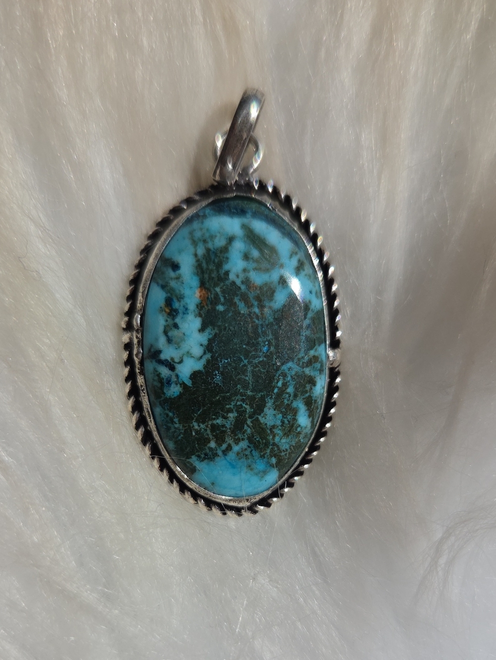 Genuine Turquoise Silver Plated 925 Gemstone Necklace Pendant